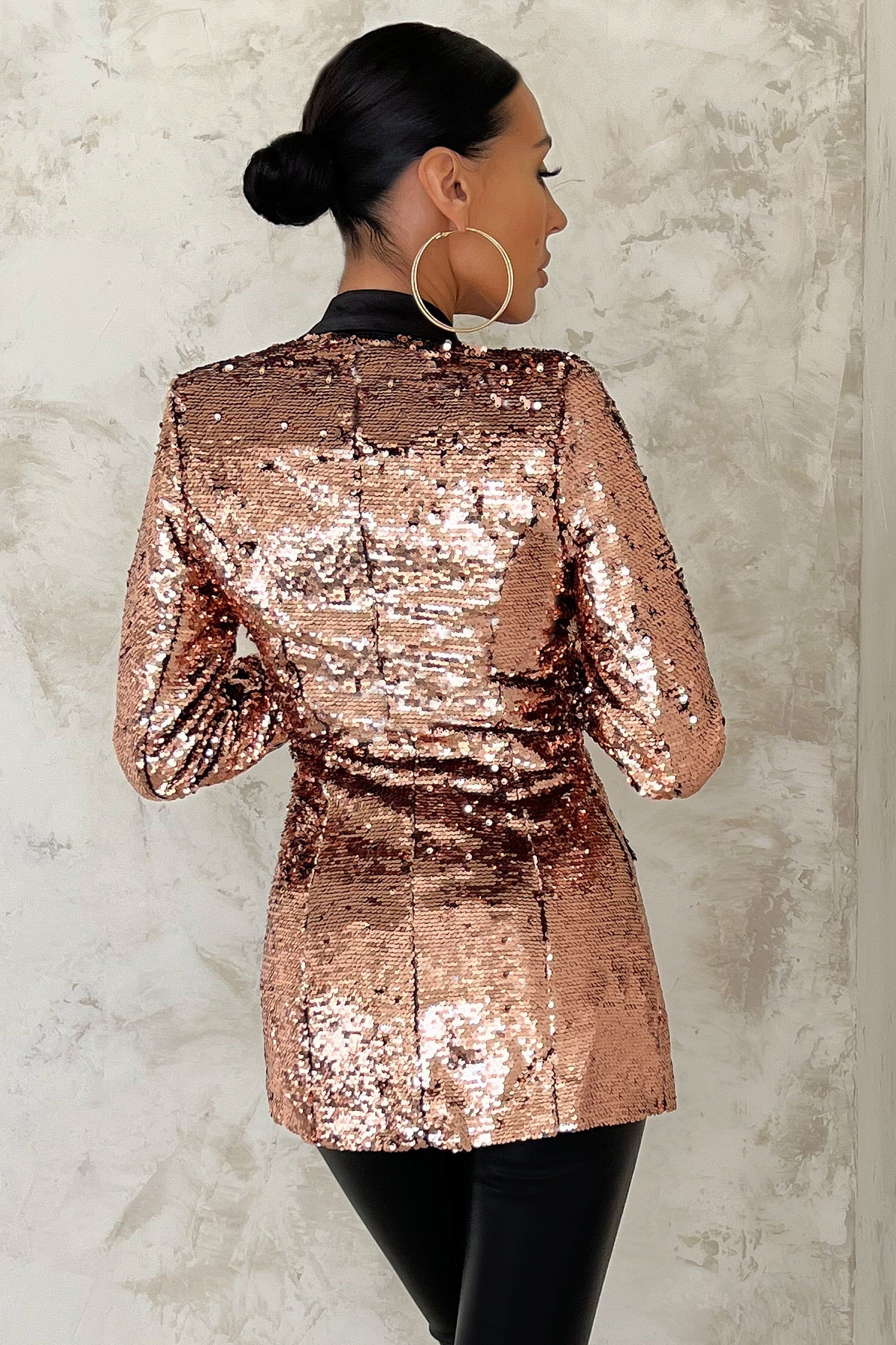 Glitterati | Bronze Sequin Blazer sold by Club L London product image thumbnail 2
