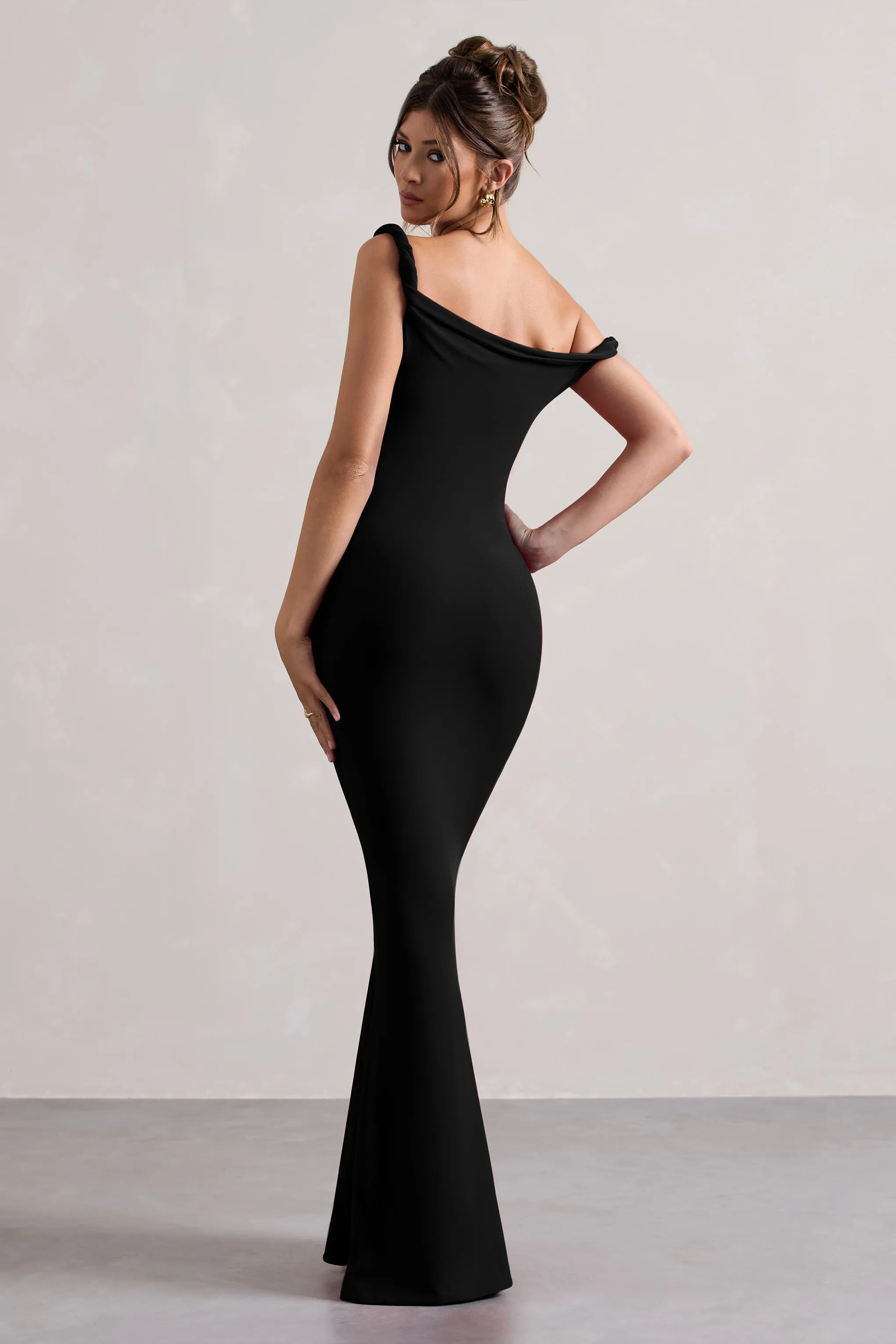 Lita | Black Twisted Asymmetric Maxi Dress sold by Club L London product image thumbnail 2