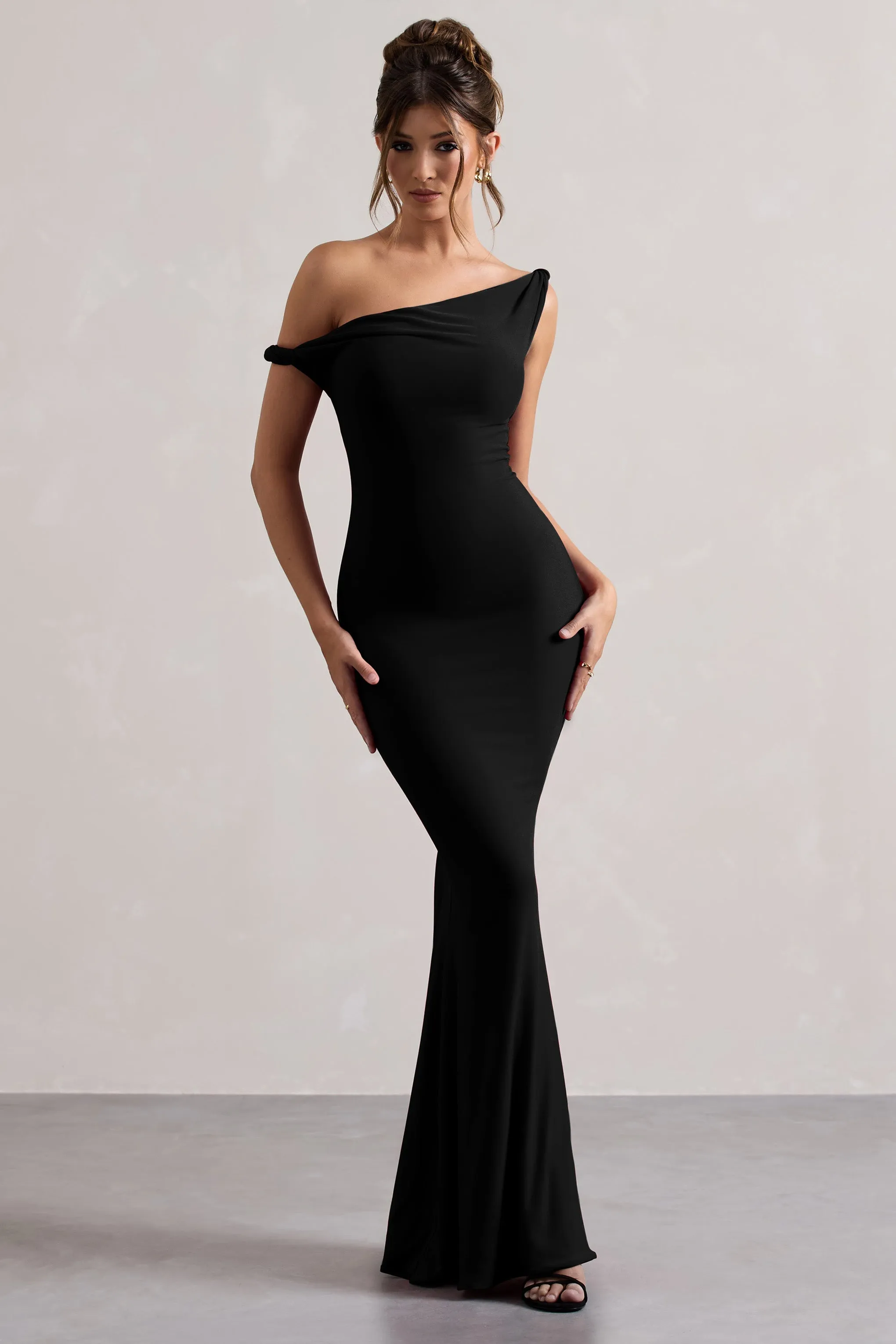 Lita | Black Twisted Asymmetric Maxi Dress sold by Club L London product image thumbnail 5