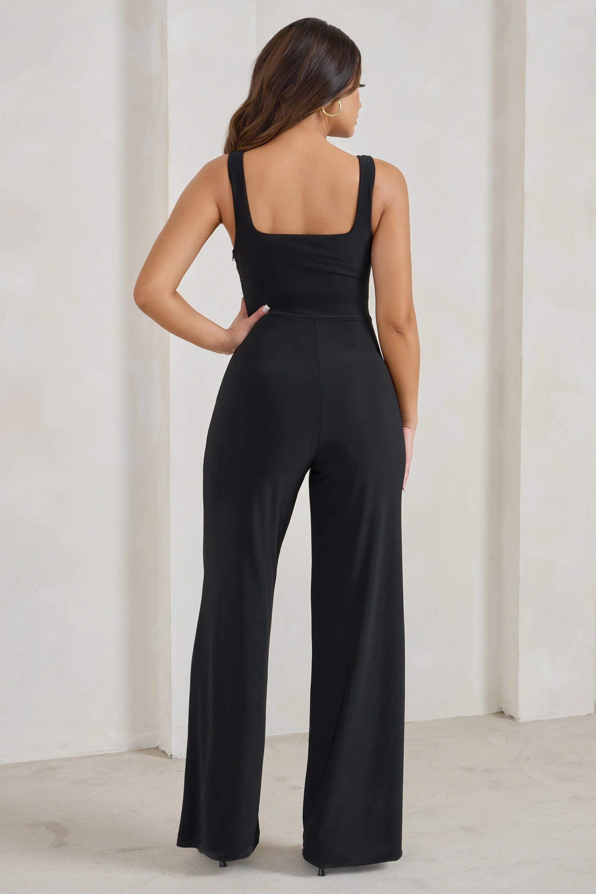 Toni | Black Square Neck Sleeveless Jumpsuit sold by Club L London product image thumbnail 2