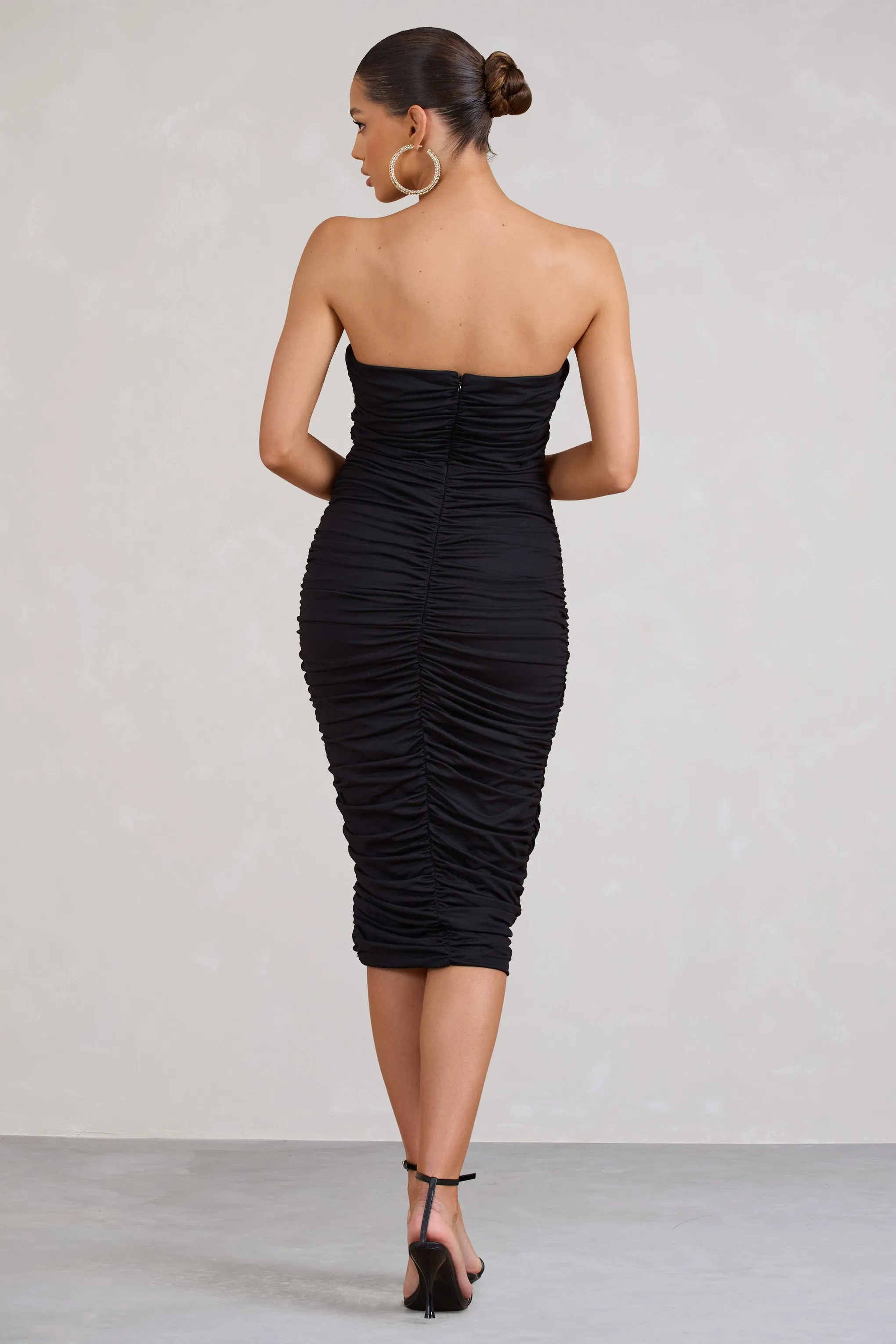 Stately | Black Cut-Out Ruched Bodycon Midi Dress sold by Club L London product image thumbnail 2