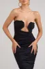 Stately | Black Cut-Out Ruched Bodycon Midi Dress sold by Club L London