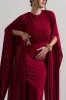 Ilaria | Berry Cape Sleeve Split Maxi Dress sold by Club L London