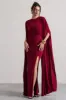 Ilaria | Berry Cape Sleeve Split Maxi Dress sold by Club L London