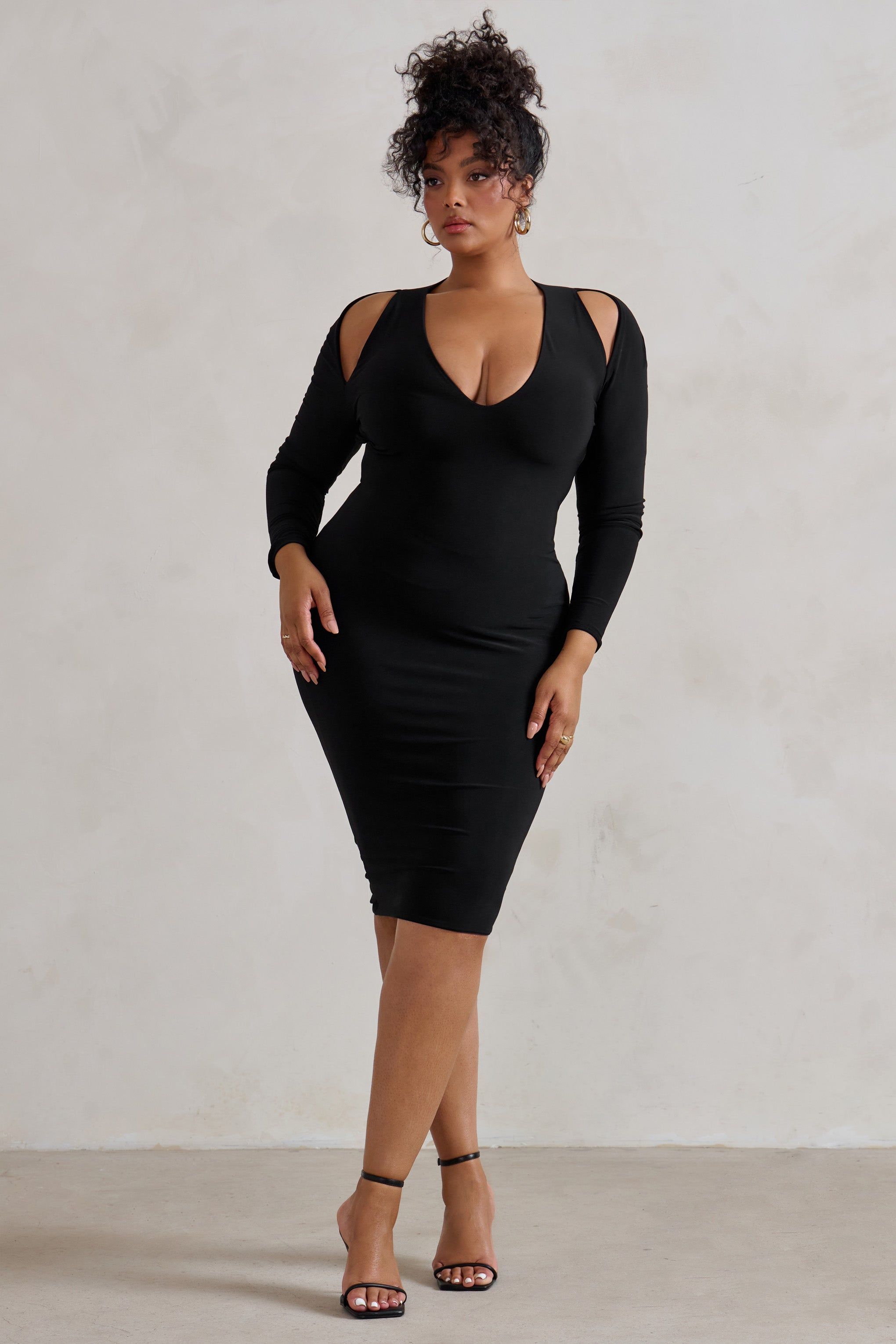 Get Serious | Black Cut Out Detail Backless Midi Dress sold by Club L London product image thumbnail 2