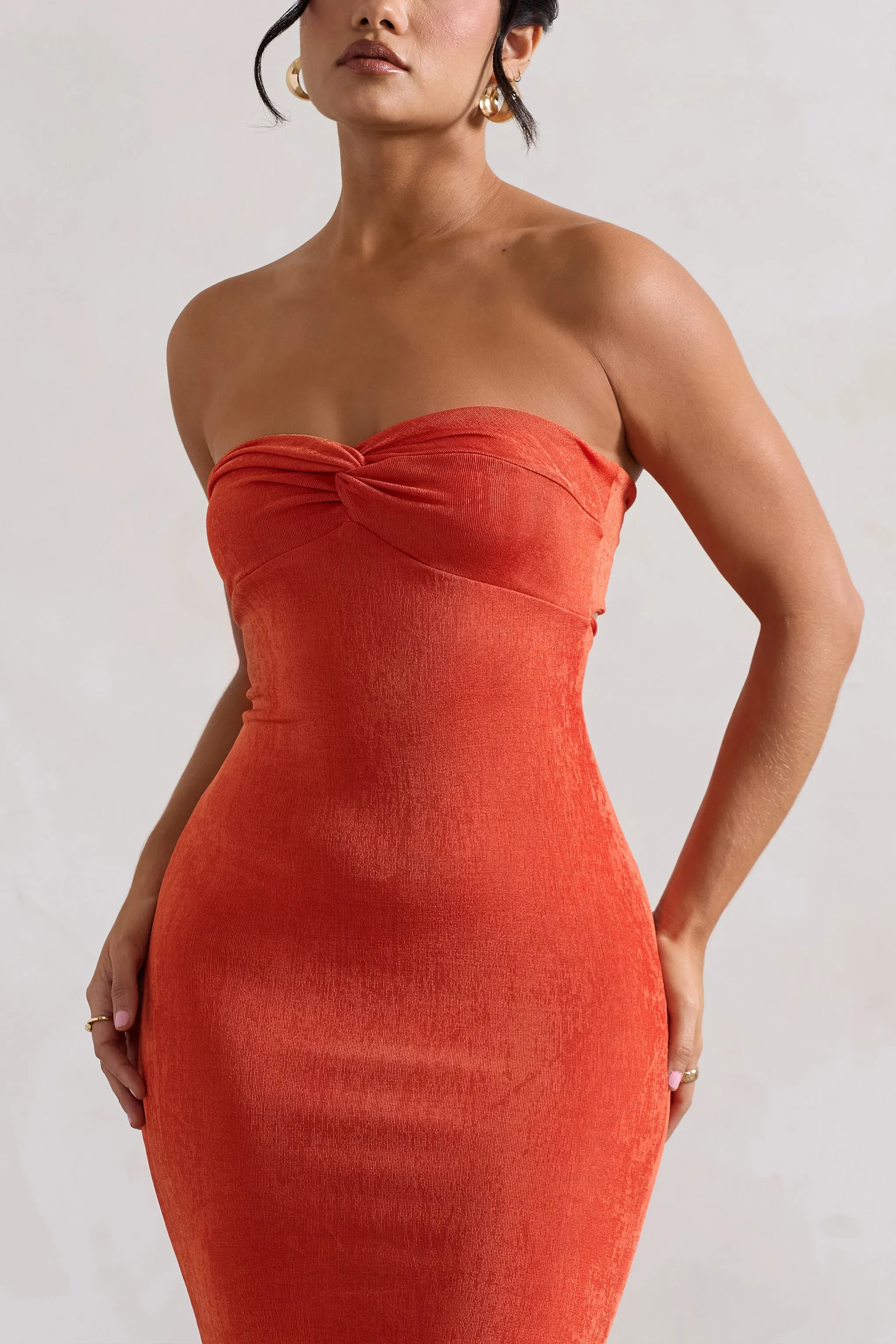 Wild Fantasy | Orange Bandeau Sweetheart Maxi Dress sold by Club L London product image thumbnail 3