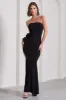 My Muse | Black Ruched Bandeau Split Maxi Dress With Flowers sold by Club L London
