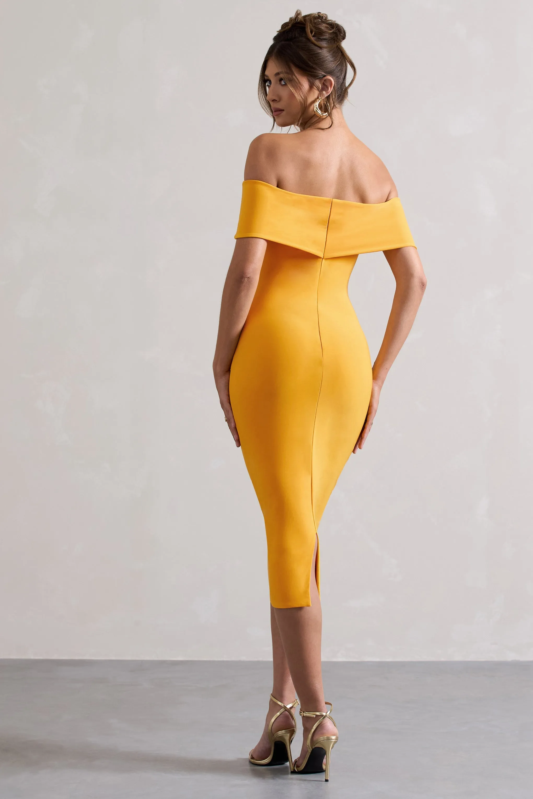 Keely | Mango Bodycon Twisted Bardot Midi Dress sold by Club L London product image thumbnail 2