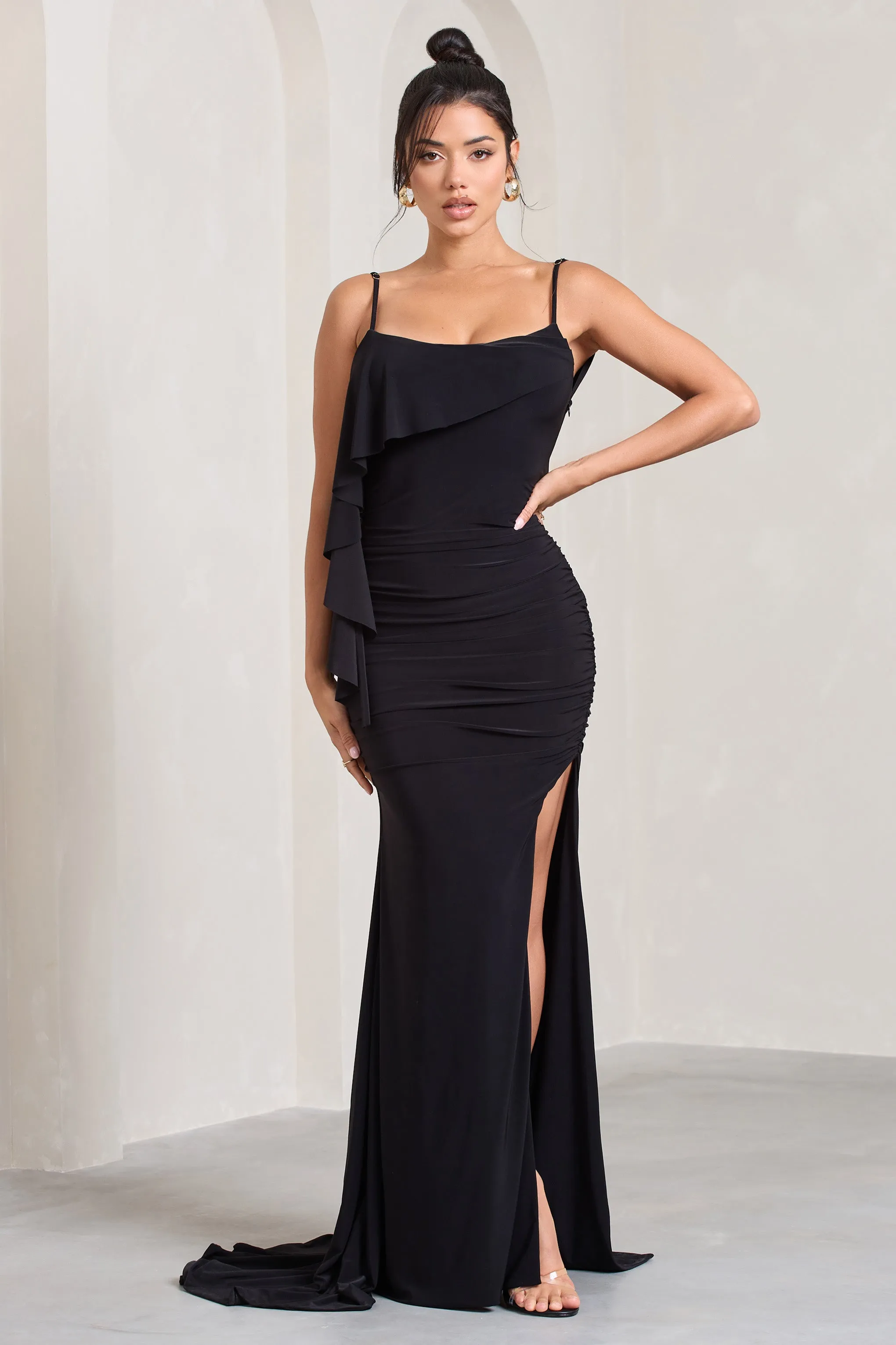 In Whispers | Black Split Maxi Dress sold by Club L London product image thumbnail 5