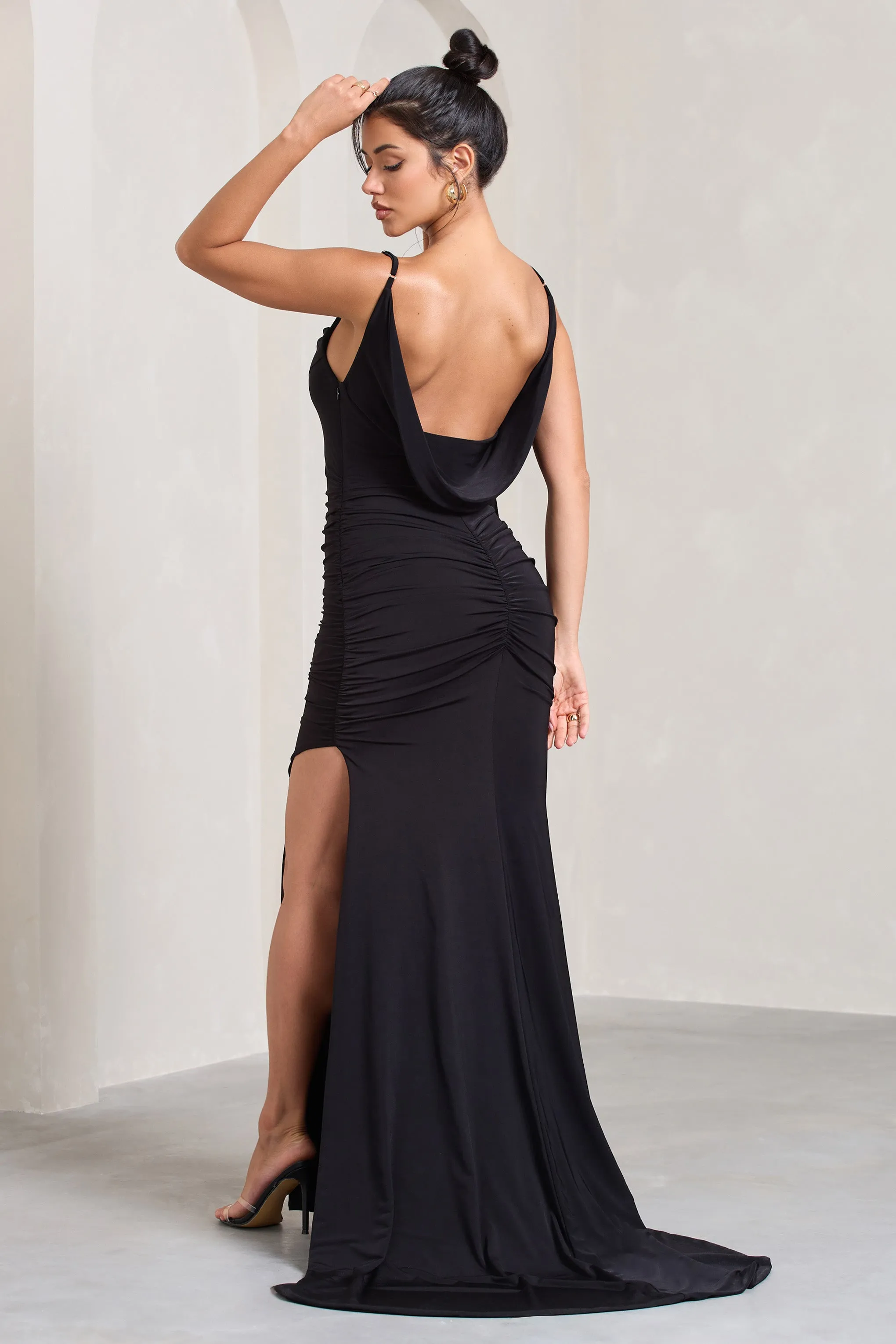 In Whispers | Black Split Maxi Dress sold by Club L London product image thumbnail 2