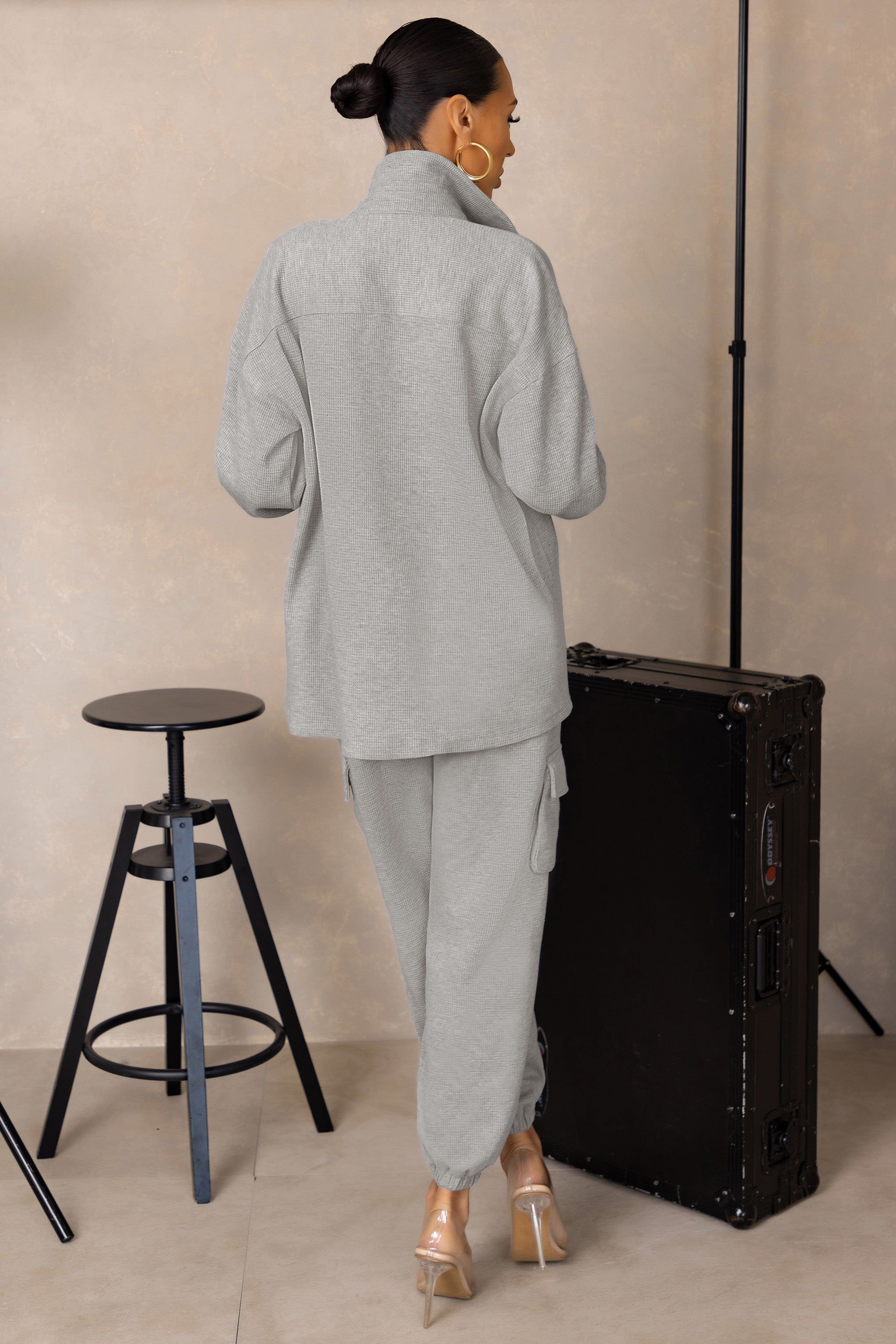 Unlimited | Grey Marl Oversized Joggers With Utility Pockets sold by Club L London product image thumbnail 2