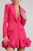 Cloud Catching | Hot Pink Tailored Blazer Mini Dress With Ruffled Hem sold by Club L London