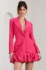 Cloud Catching | Hot Pink Tailored Blazer Mini Dress With Ruffled Hem sold by Club L London