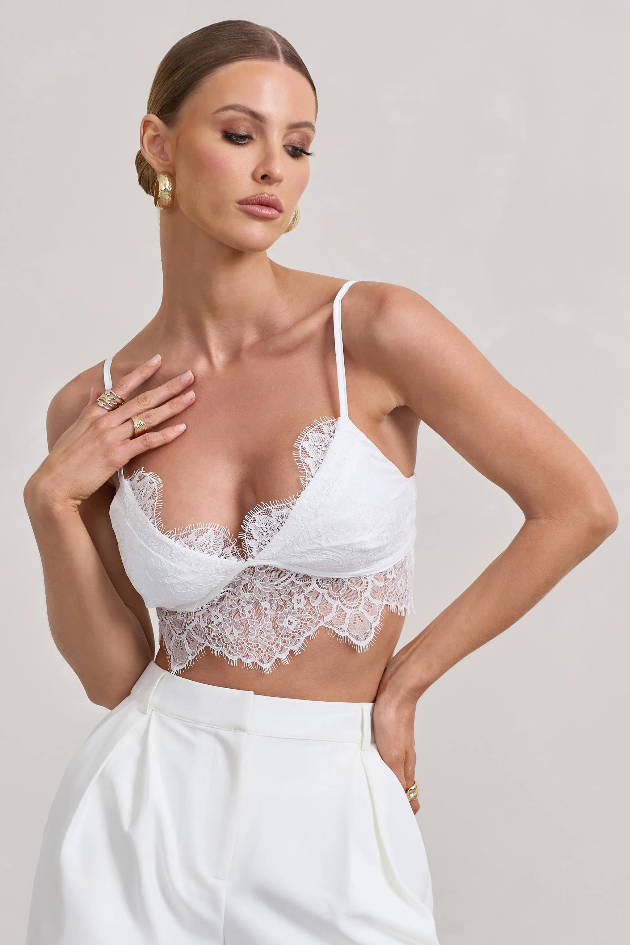 Natalia | White Lace Bralette sold by Club L London product image thumbnail 5