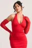 Your Touch | Red Sheer Long Ruched Gloves sold by Club L London