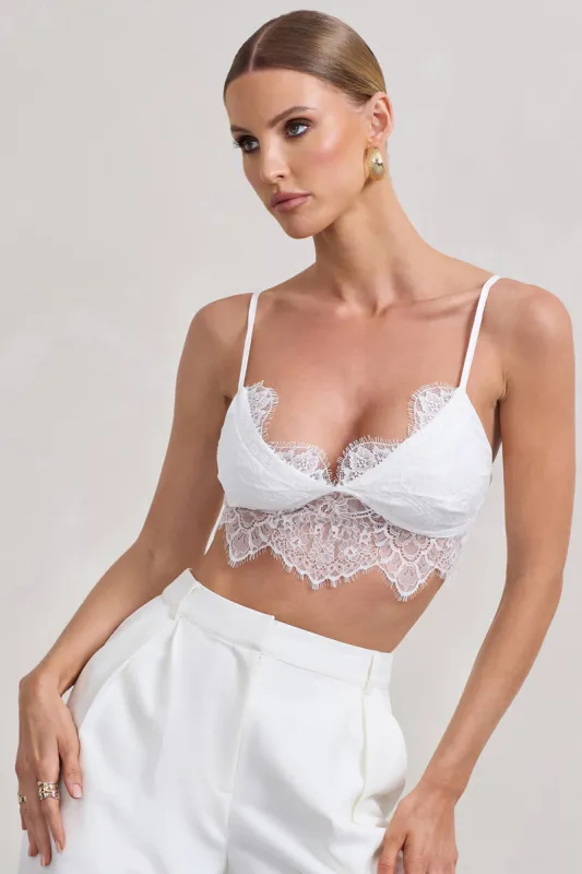 Natalia | White Lace Bralette sold by Club L London