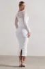 Mojito | White Ruched Cut-Out Long-Sleeve Midi Dress sold by Club L London