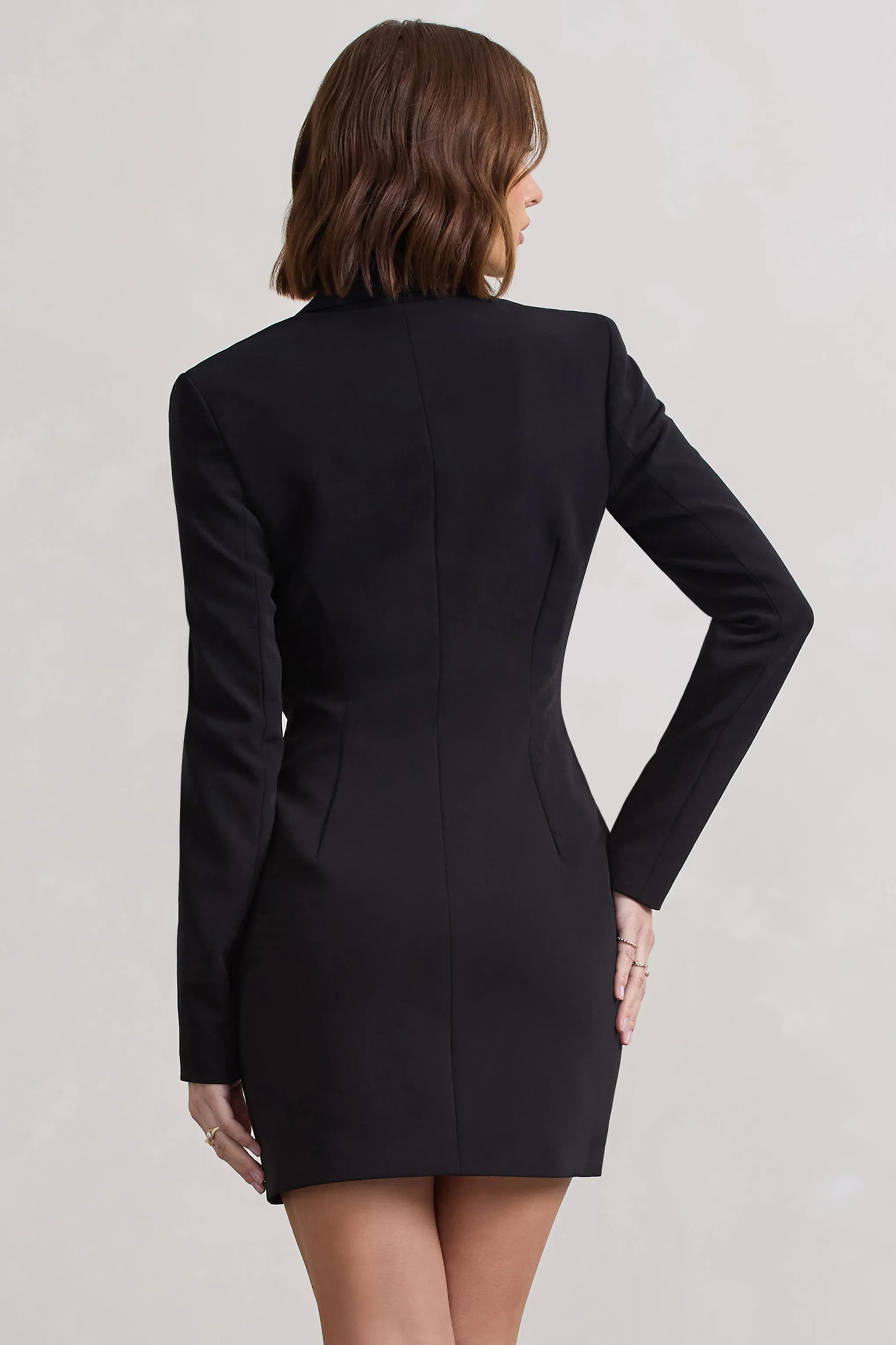 Everyone's Watching | Black Fitted Cut-Out Blazer Mini Dress sold by Club L London product image thumbnail 2