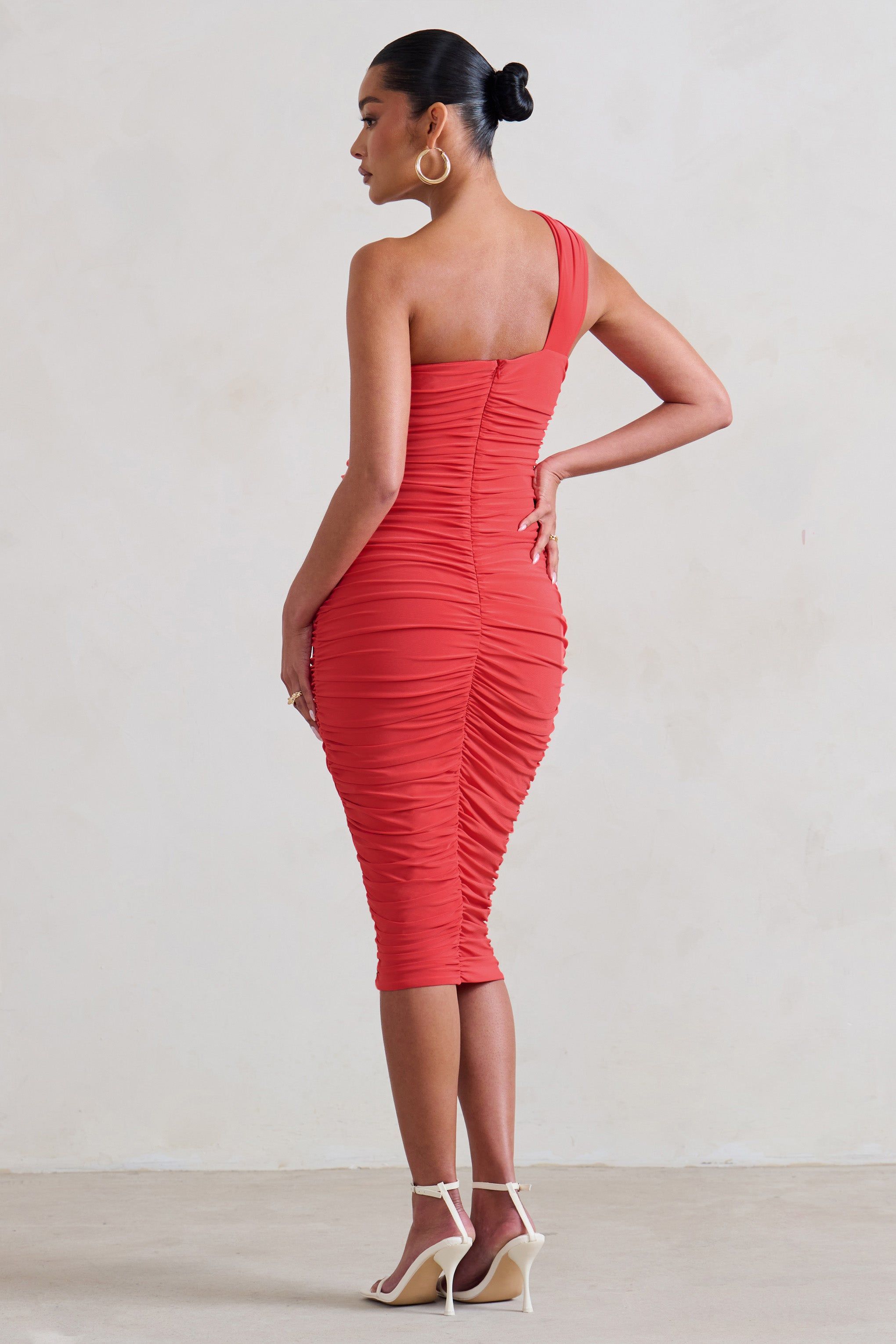 Contour | Coral Maternity One Shoulder Bodycon Midi Dress sold by Club L London product image thumbnail 2