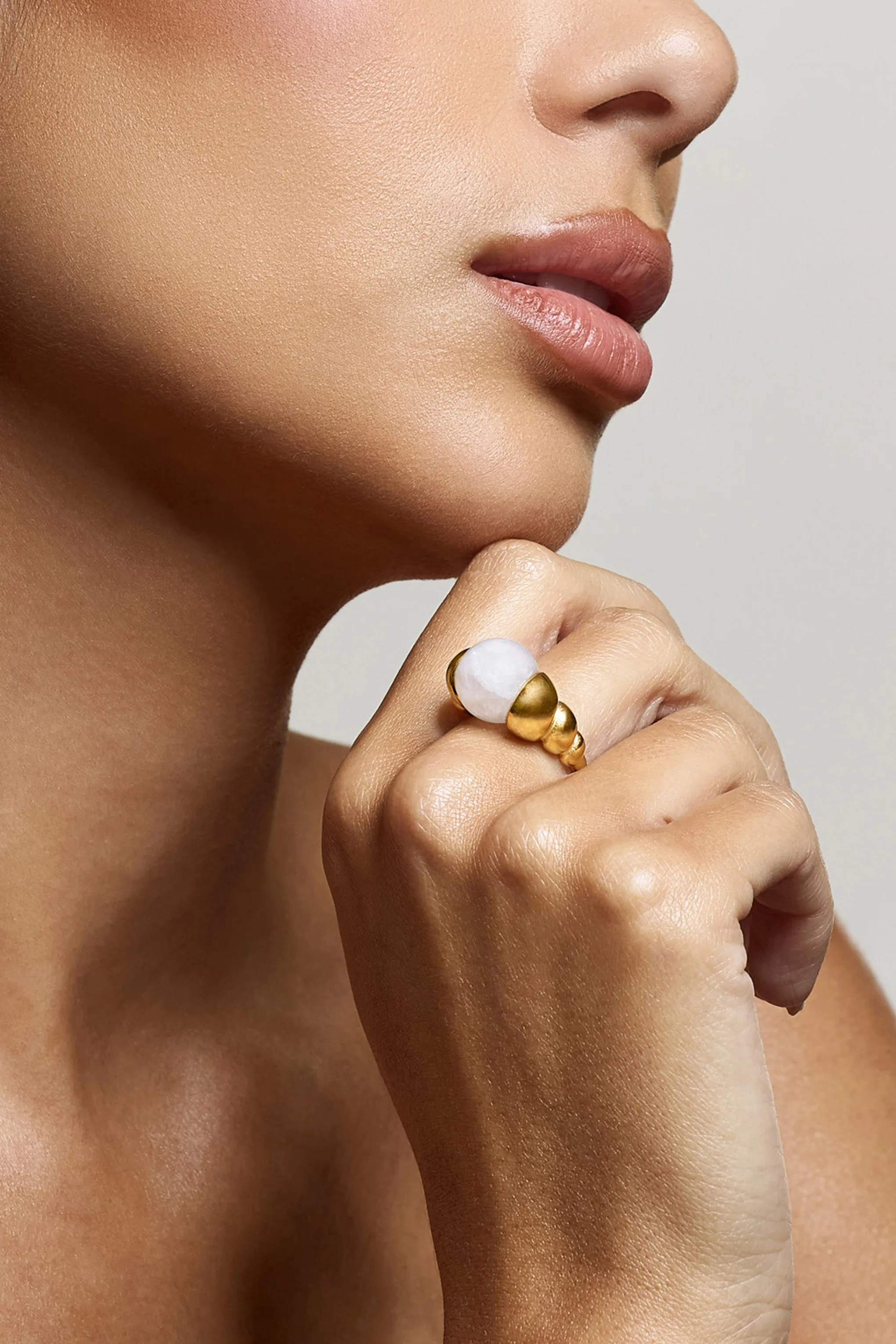 Sabri | Pink Statement Gold Ring sold by Club L London product image thumbnail 3