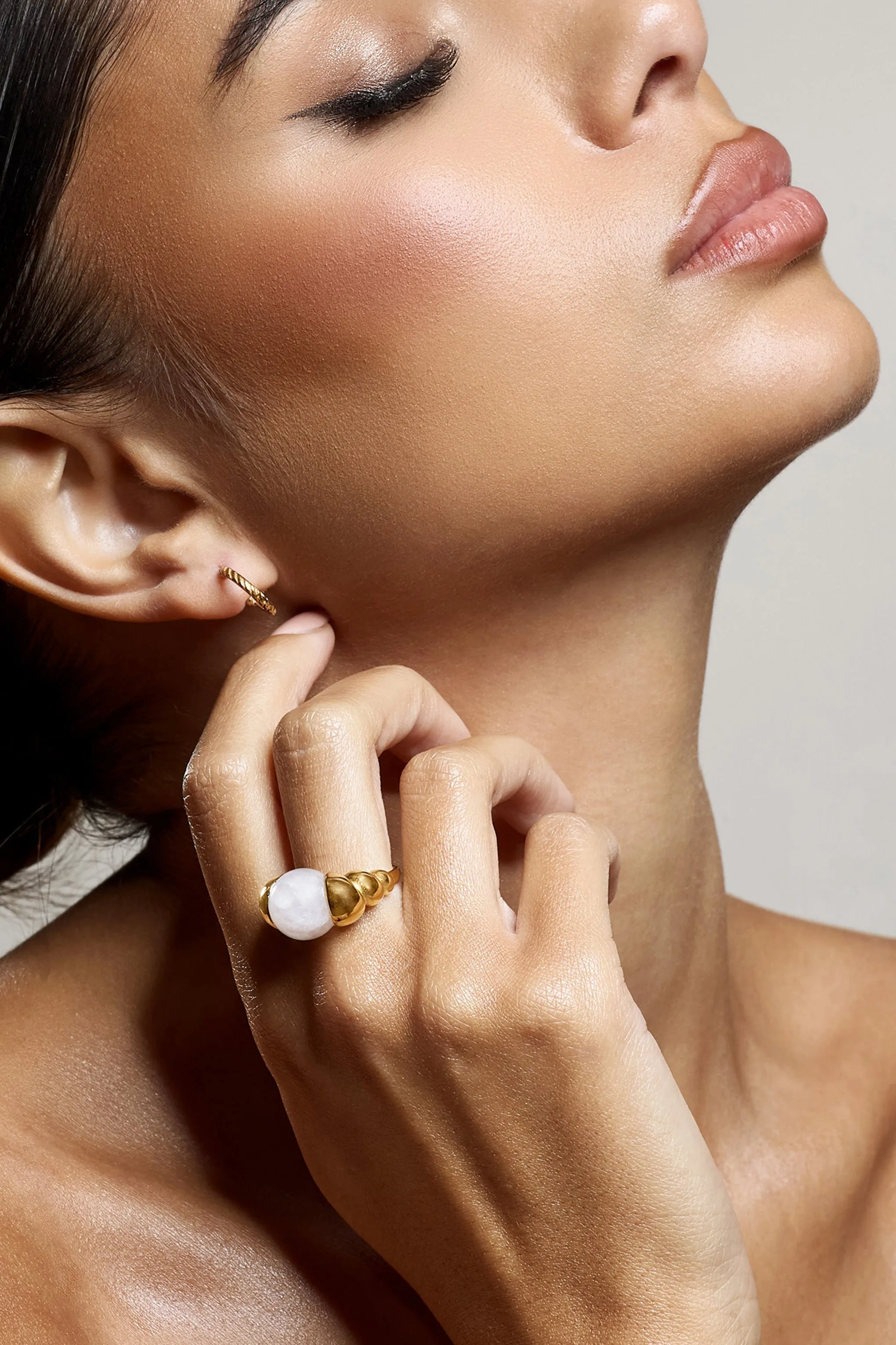 Sabri | Pink Statement Gold Ring sold by Club L London product image thumbnail 4