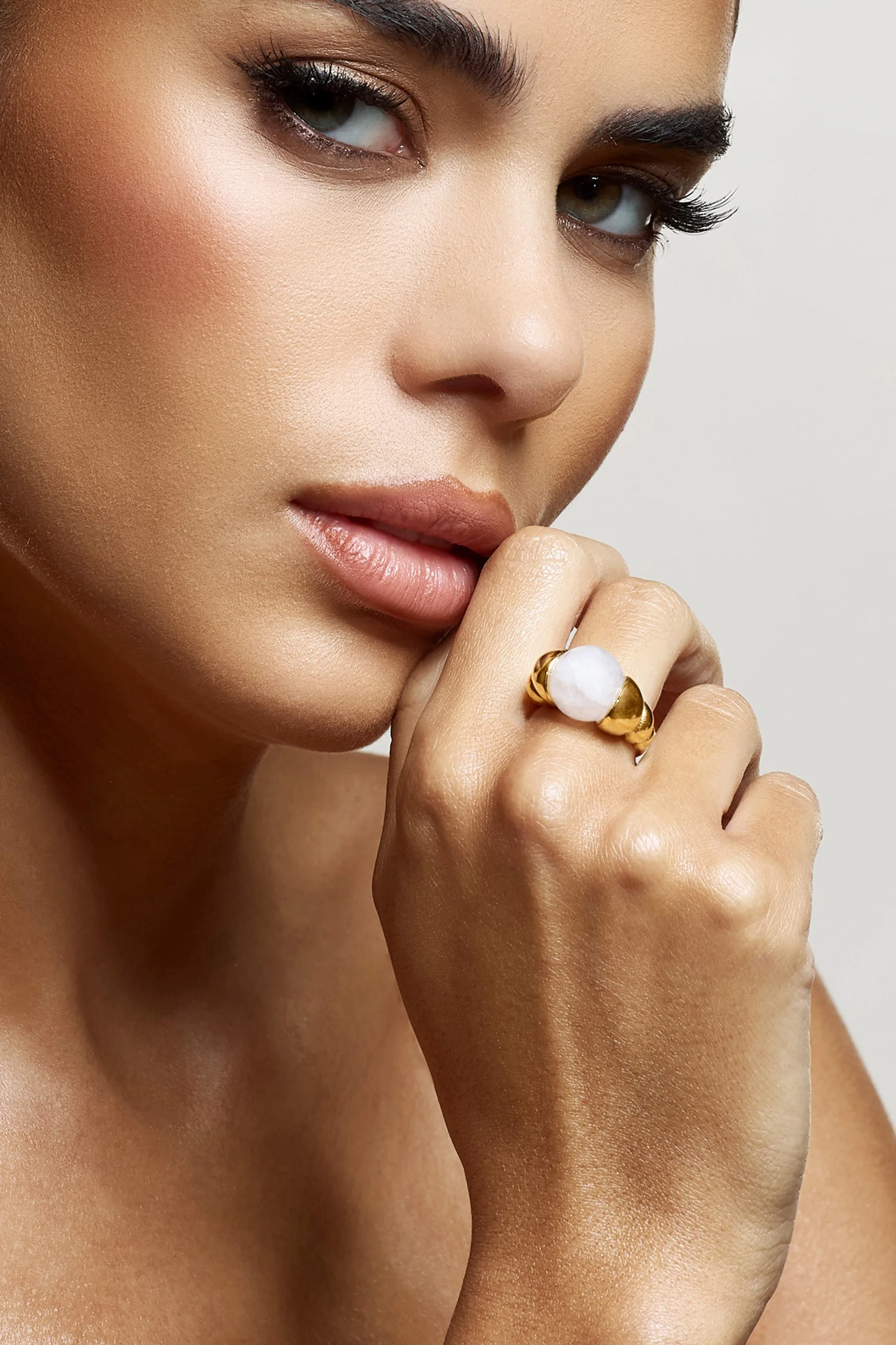 Sabri | Pink Statement Gold Ring sold by Club L London product image thumbnail 2