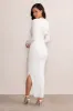 Milania | White Long Sleeve Maxi Dress with Hood sold by Club L London