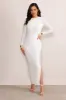 Milania | White Long Sleeve Maxi Dress with Hood sold by Club L London