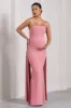 Christina | Blush Pink Bandeau Sleeveless Maternity Maxi Dress With Cape sold by Club L London