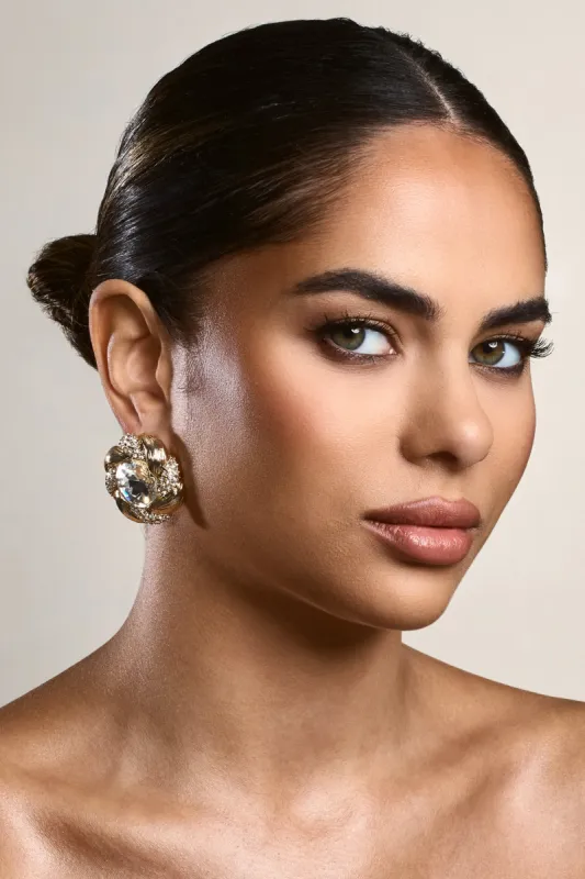 Nolita | Gold Diamante Pendant Earrings sold by Club L London