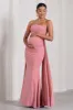 Christina | Blush Pink Bandeau Sleeveless Maternity Maxi Dress With Cape sold by Club L London