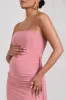 Christina | Blush Pink Bandeau Sleeveless Maternity Maxi Dress With Cape sold by Club L London