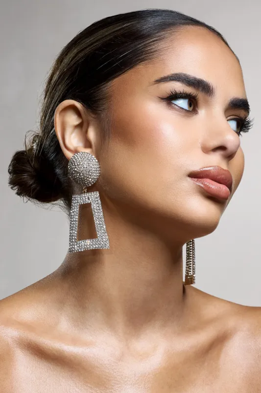 Boss | Gold Diamante Statement Drop Earrings sold by Club L London