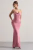 Francoise | Blush Cowl Neck Backless Maxi Dress With Lace Insert sold by Club L London