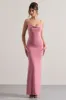 Francoise | Blush Cowl Neck Backless Maxi Dress With Lace Insert sold by Club L London