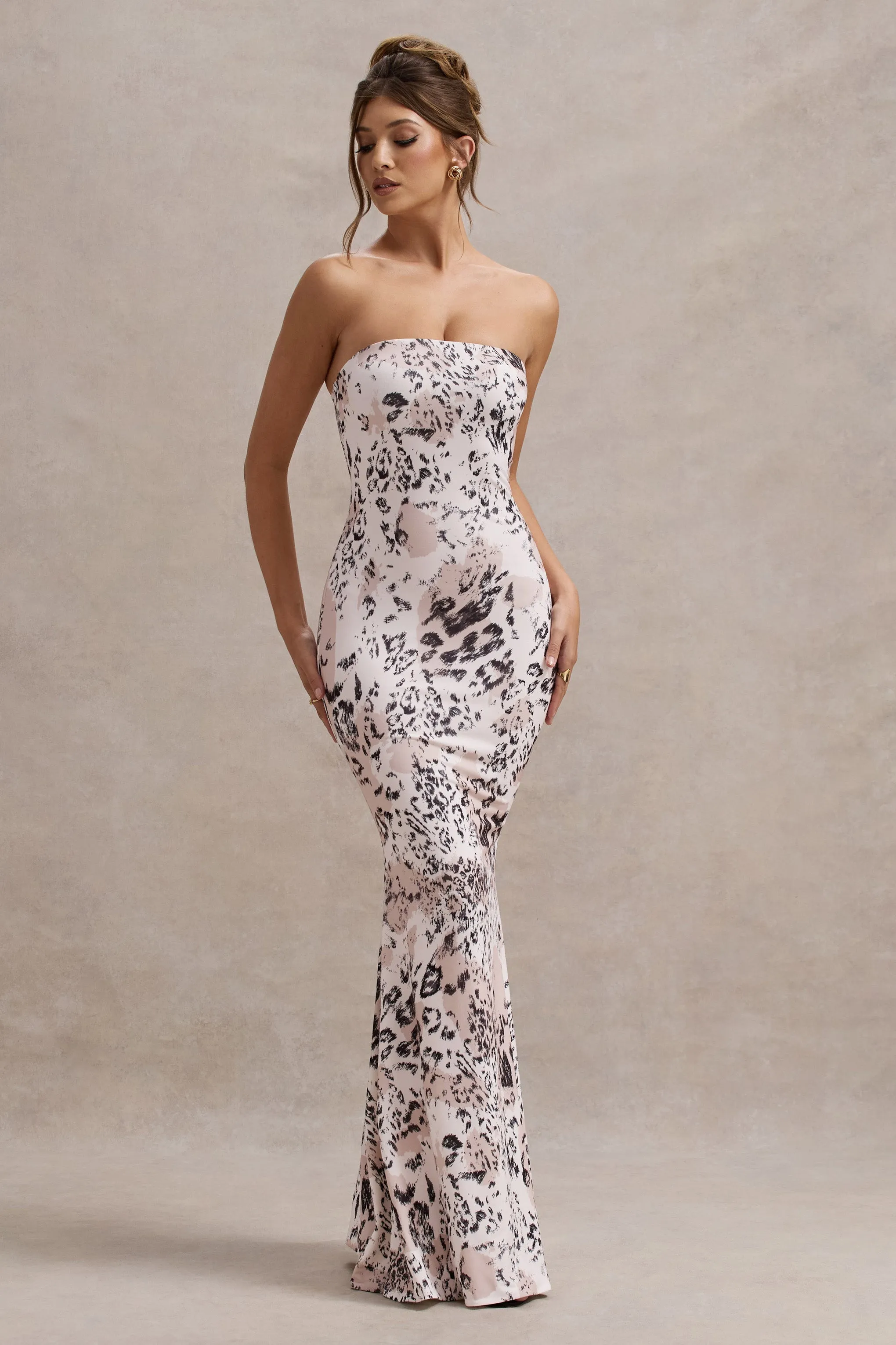 Ceremony | Leopard Print Bandeau Fishtail Maxi Dress sold by Club L London product image thumbnail 5