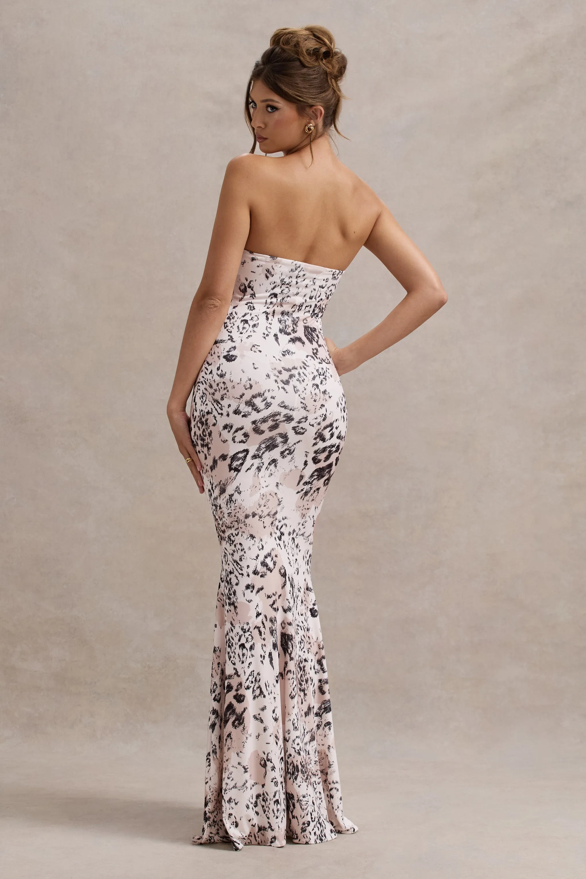 Ceremony | Leopard Print Bandeau Fishtail Maxi Dress sold by Club L London product image thumbnail 2