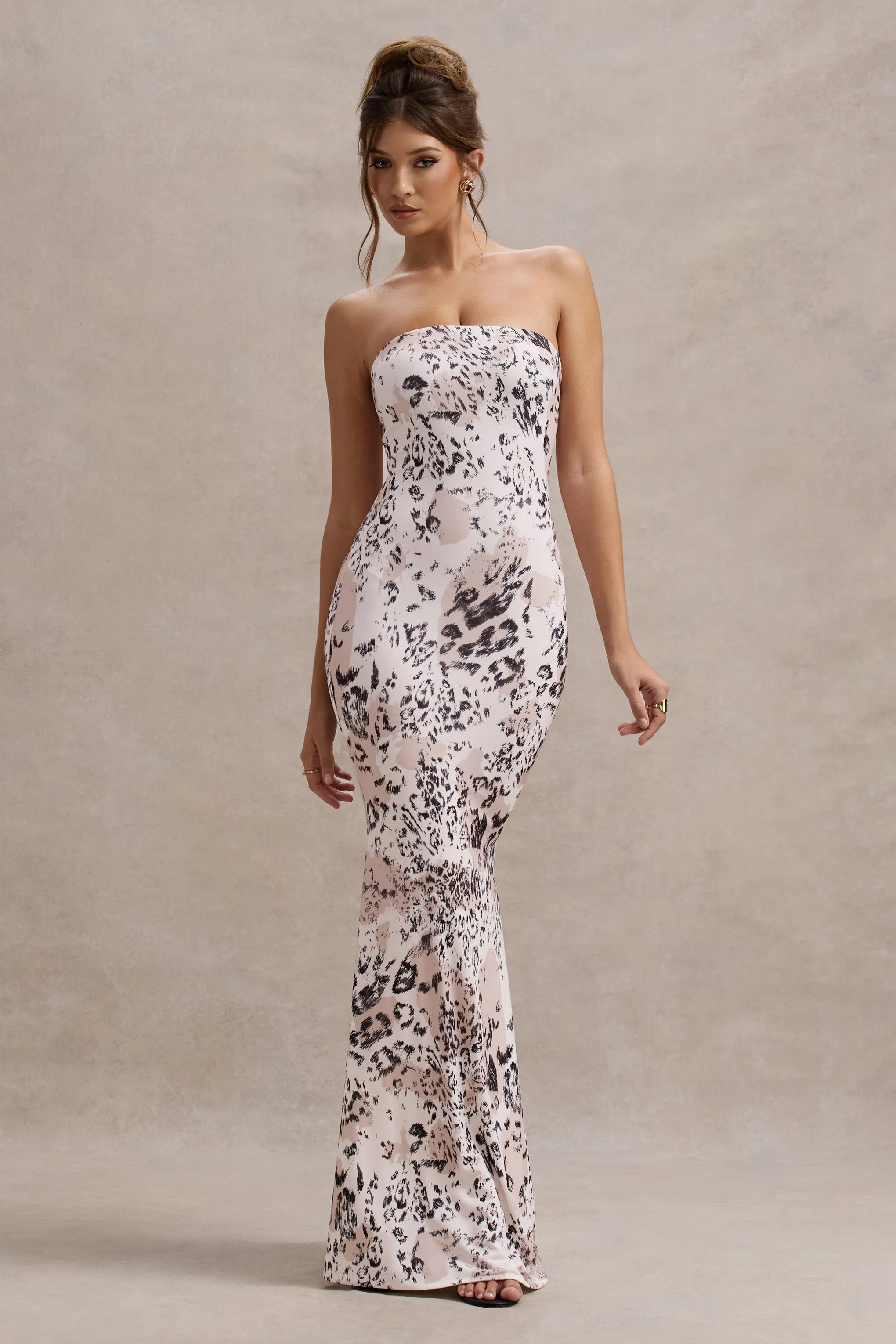 Ceremony | Leopard Print Bandeau Fishtail Maxi Dress sold by Club L London product image thumbnail 4