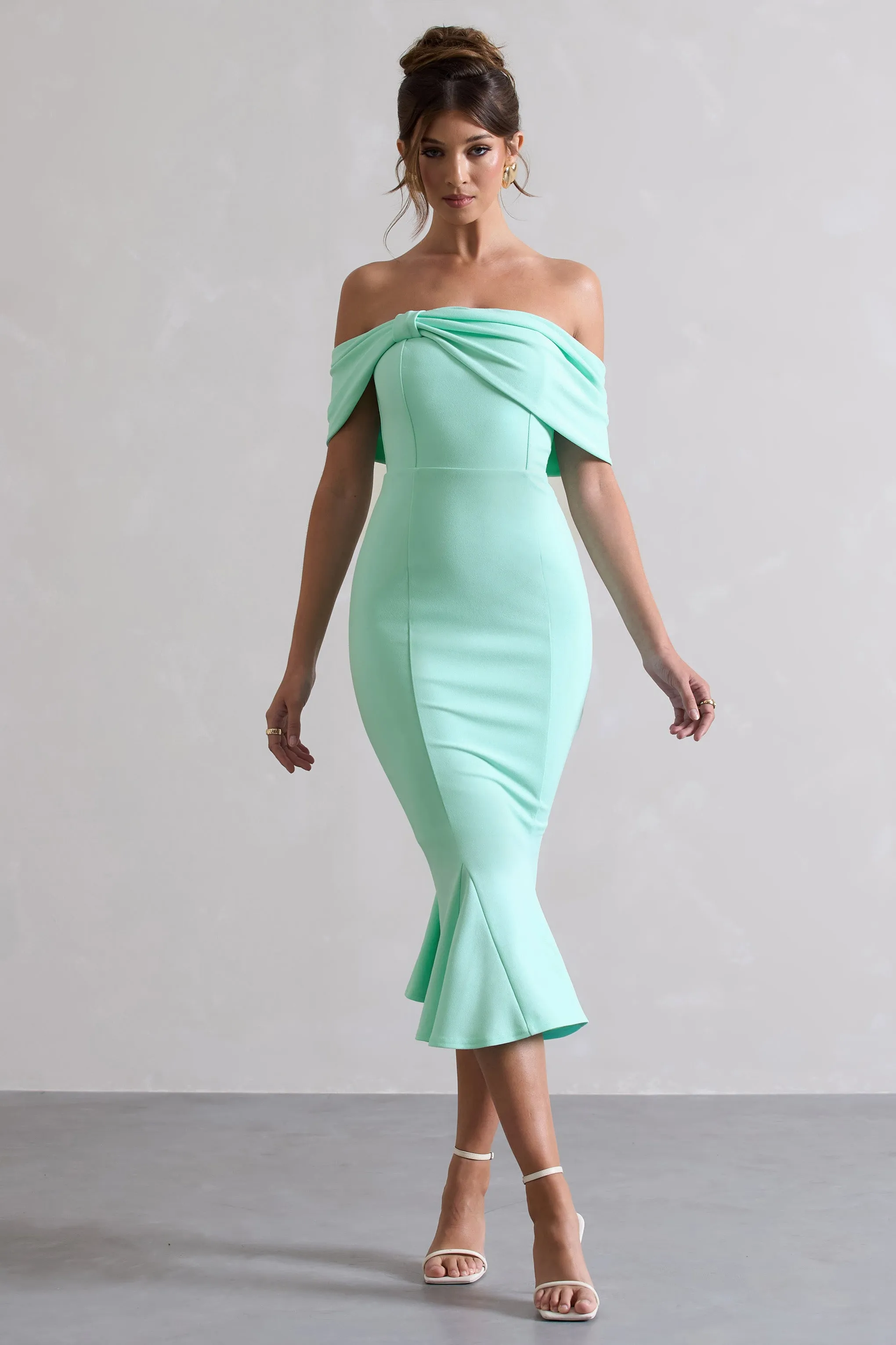 Lydia | Mint Bardot Bow Detail Midi Dress sold by Club L London product image thumbnail 5
