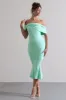 Lydia | Mint Bardot Bow Detail Midi Dress sold by Club L London