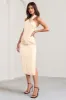 Dazzling | Cream Satin Cross Over Halter Neck Midi Dress sold by Club L London