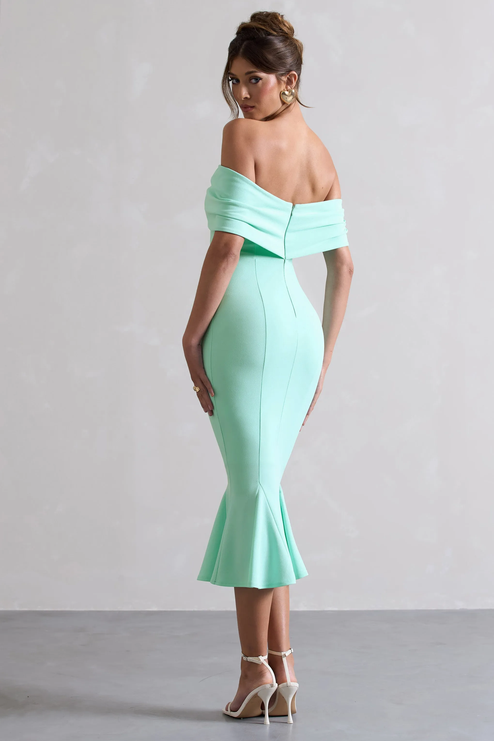 Lydia | Mint Bardot Bow Detail Midi Dress sold by Club L London product image thumbnail 2
