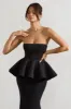 Louisiana | Black Bandeau Peplum Maxi Dress sold by Club L London