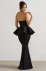Louisiana | Black Bandeau Peplum Maxi Dress sold by Club L London