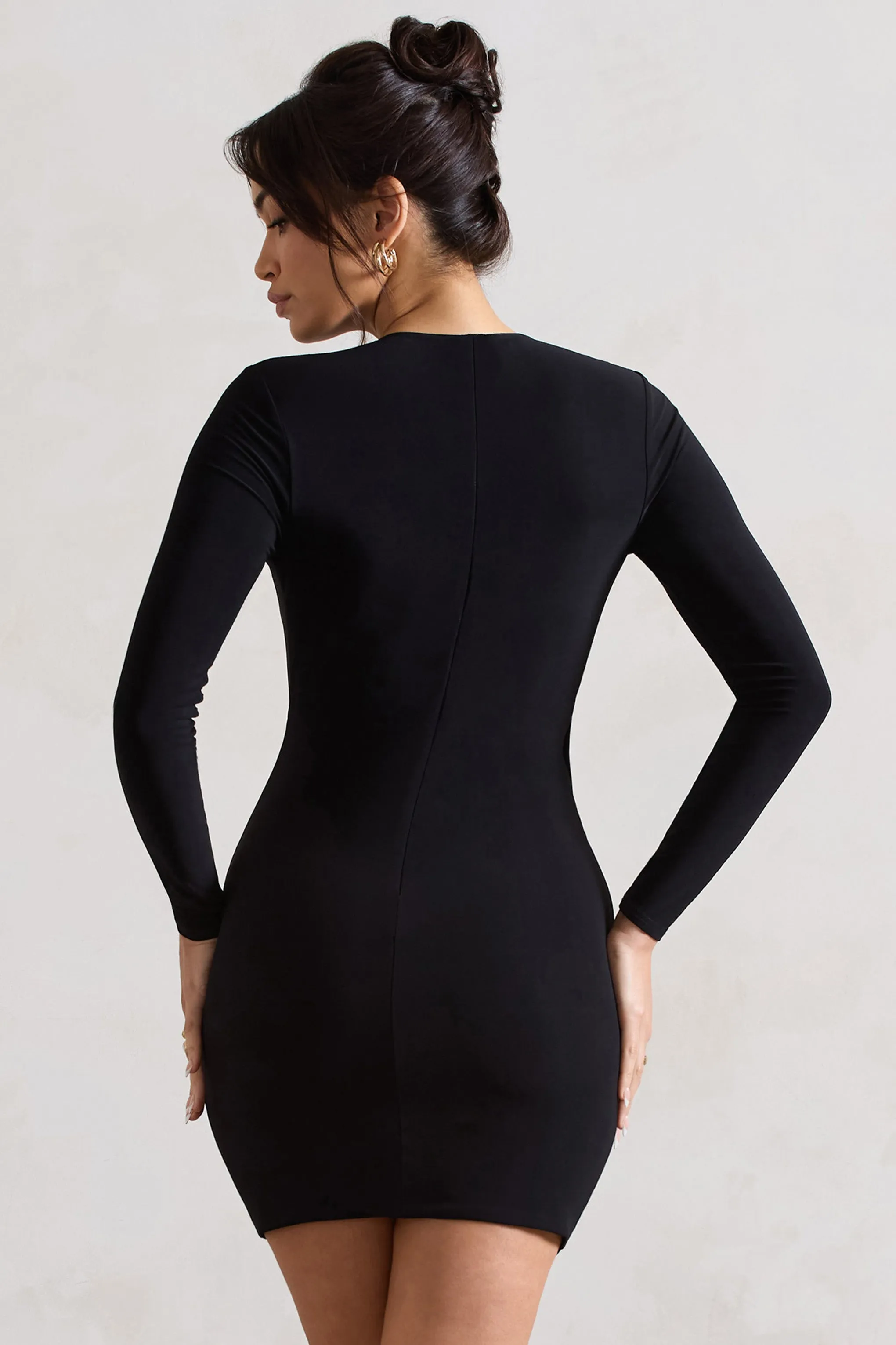Maria | Black Bodycon Plunge-Neck Mini Dress sold by Club L London product image thumbnail 5