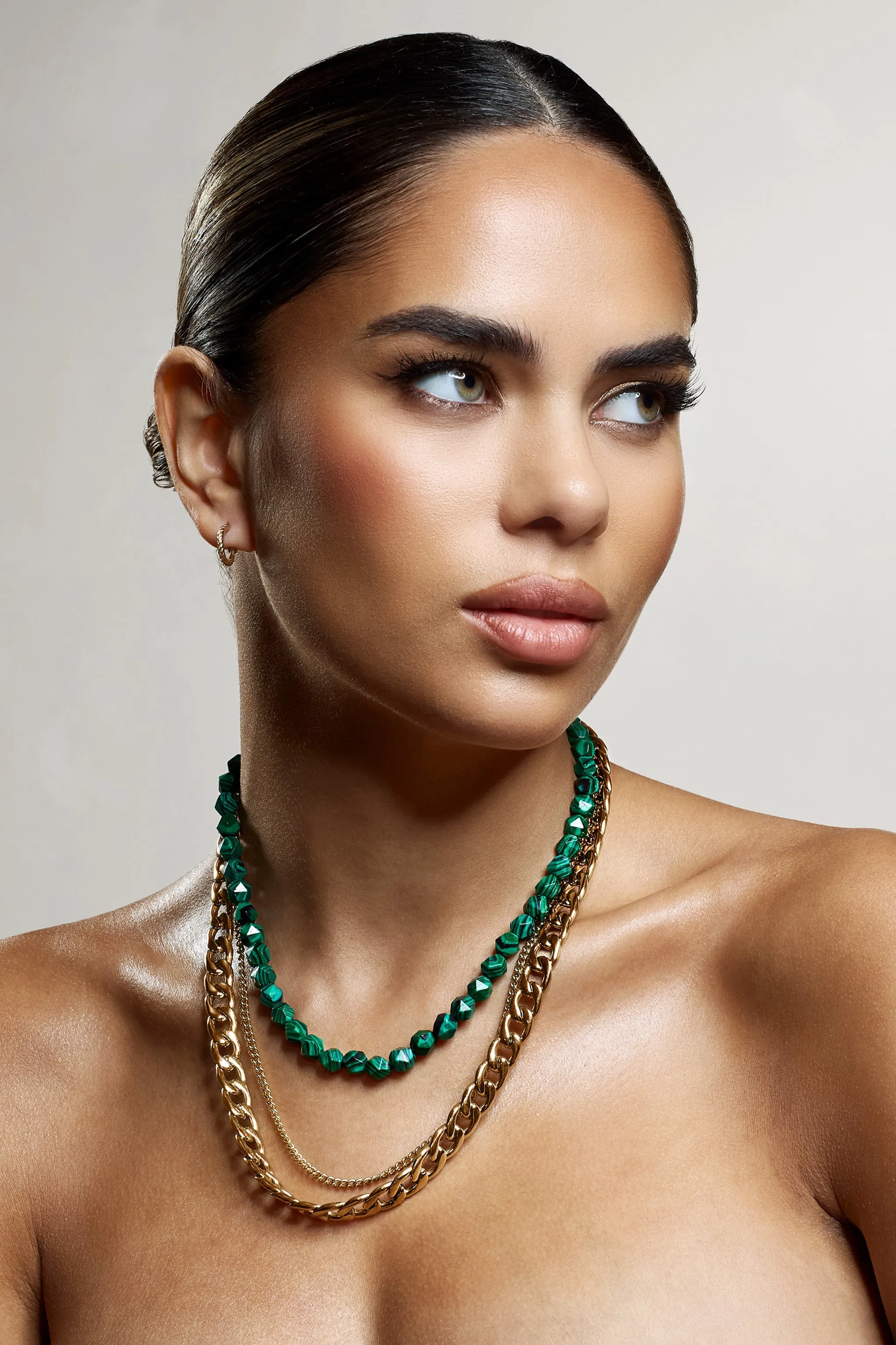 Juni | Green & Gold Layered Necklace sold by Club L London product image thumbnail 3