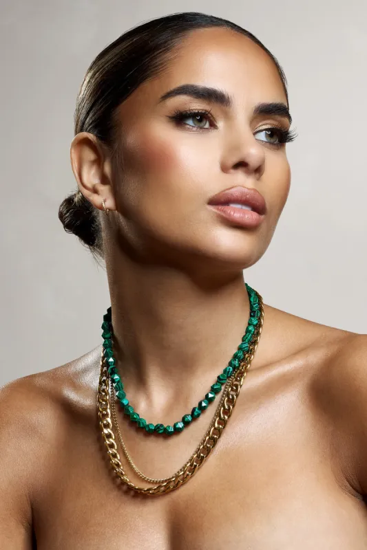 Juni | Green & Gold Layered Necklace made by Club L London