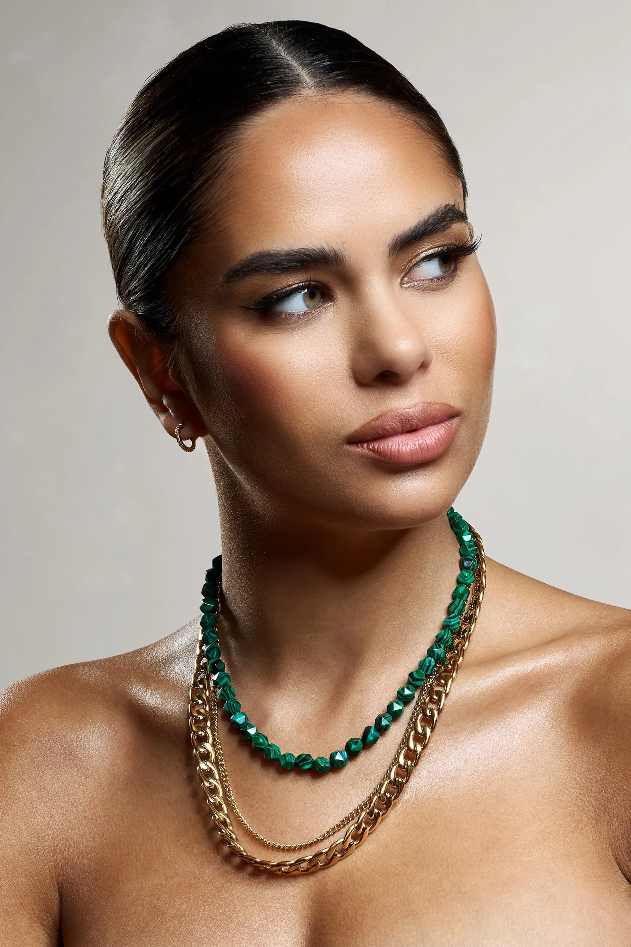Juni | Green & Gold Layered Necklace sold by Club L London product image thumbnail 4
