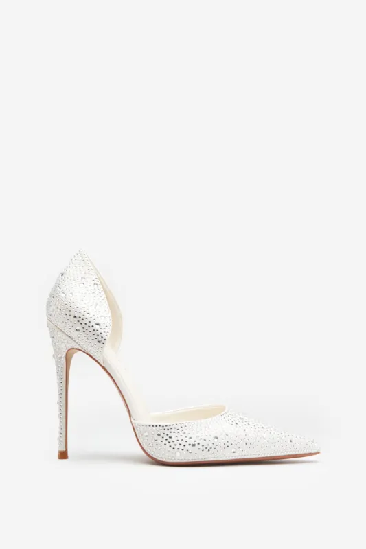 Catcher | Ivory Diamante Pointed Court Heels sold by Club L London