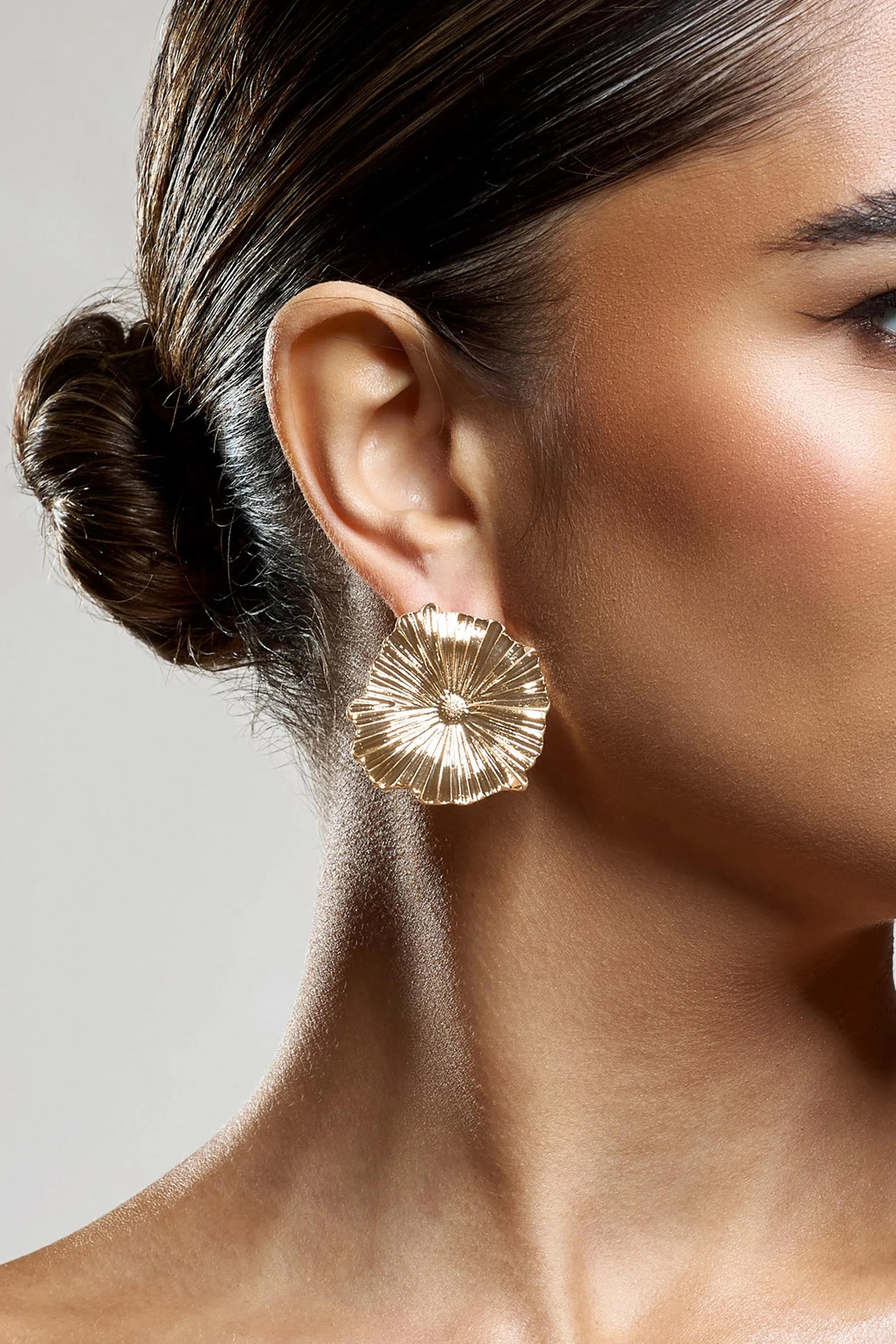 Sallow | Gold Statement Flower Earrings sold by Club L London product image thumbnail 4